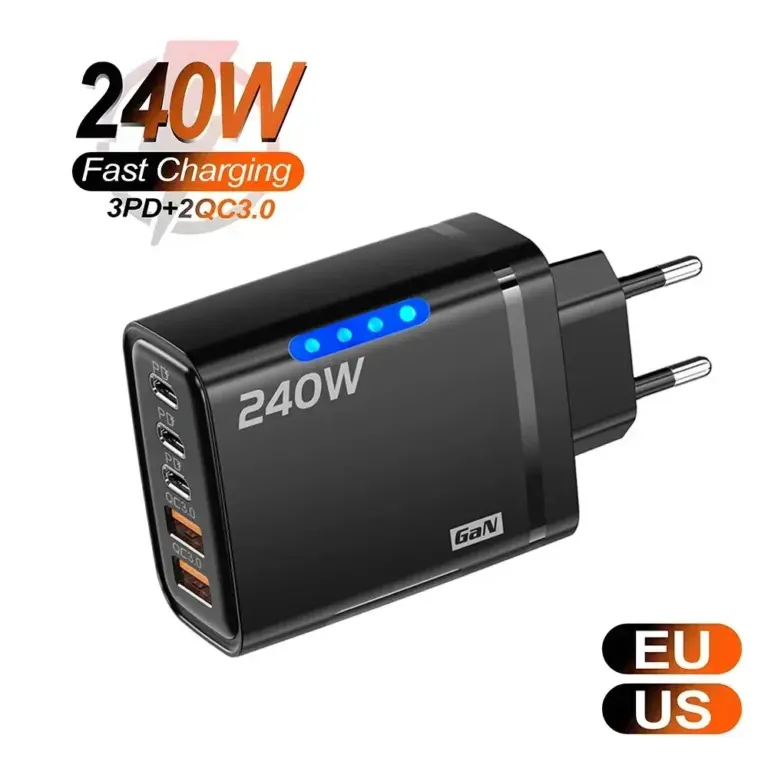 240W GaN USB-C зарядно 5 в 1 240W GaN USB-C зарядно 5 в 1