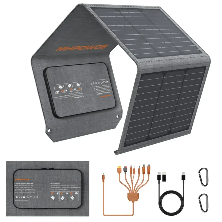 Снимка на wiki MHPOWOS Преносим соларен панел MHPOWOS 120W / 40W, сгъваем ETFE соларен заряден панел 19V за електроцентрали и телефони - характеристики и ревю от AliExpress
