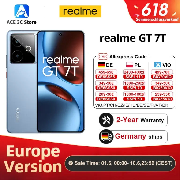 Смартфон realme GT 7T 5G AI Европейска версия - характеристики и ревю Смартфон realme GT 7T 5G AI Европейска версия - характеристики и ревю