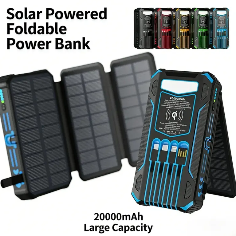 Соларна външна батерия 20000mAh с безжично зареждане