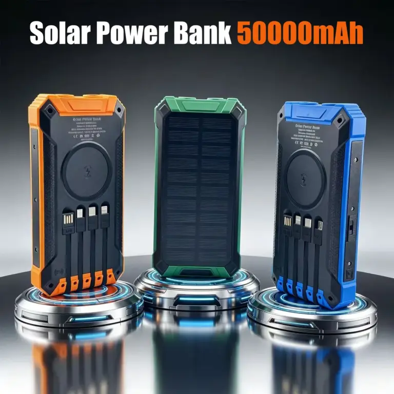 Соларна външна батерия 50000mAh с безжично зареждане